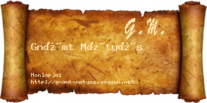 Gnámt Mátyás névjegykártya